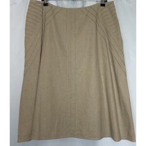 Christopher & Banks Size 10 Natural Beige Lagenlook Linen Blend Midi Skirt Lined